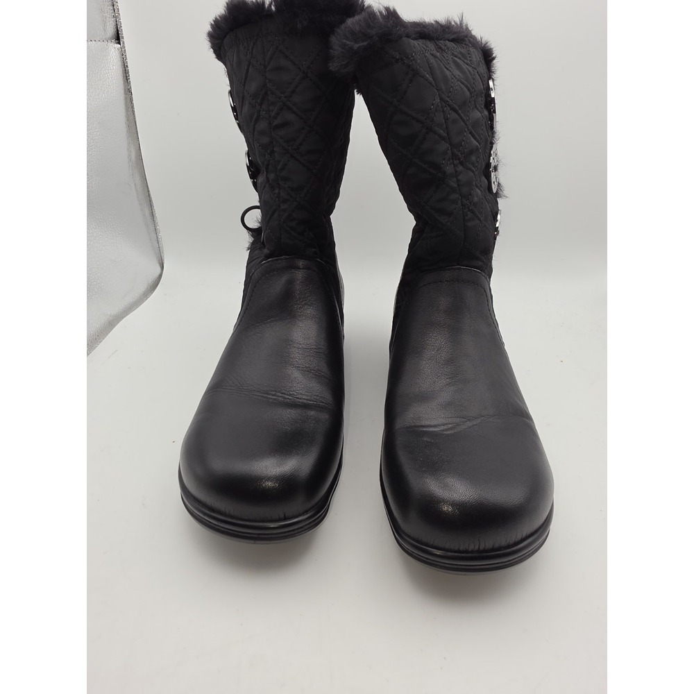 Alegria Nanook Black Leather Quilted Winter Boots Women's Size 36